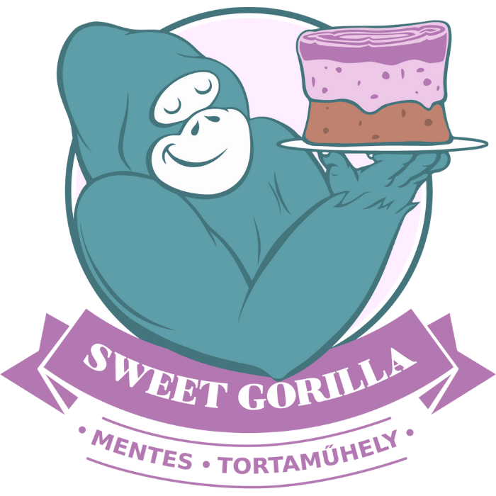 Sweet Gorilla Mentes Tortaműhely logó, matrica.